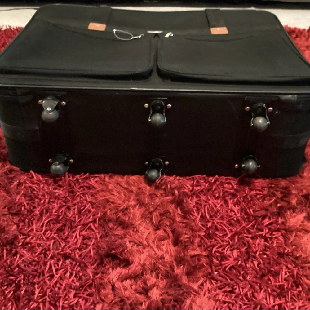 Elegant Black Travel Bag with Leather Accents